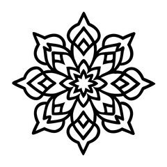 Geometric flower art vector illustration for coloring books and decorative floral elements projects, mandala vector design