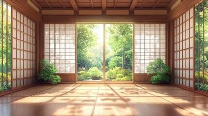 Serene Japanese Room with Garden View