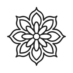 Floral blossom vector art for coloring page outline, flower blossom illustration in black line art, mandala vector design