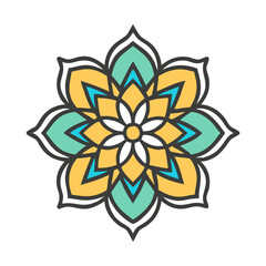 Floral pattern vector illustration with geometric shapes for textile and backgrounds artwork, mandala vector design