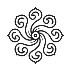 Abstract floral ornament vector illustration for coloring book pages and decorative art projects, mandala vector design