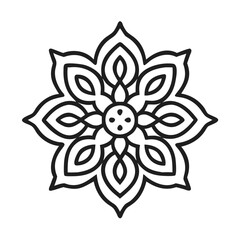 Floral blossom graphic art: symmetrical flower illustration for coloring books and creative projects, mandala vector design