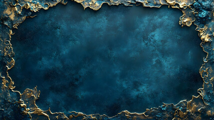 A textured, deep teal background framed with gold,  ornate embellishments.