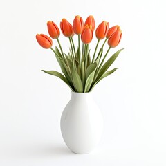 Orange tulips in white vase (7)