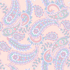 Damask Paisley seamless vector pattern for fabric design. Vintage textile background