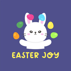Easter Bunny Juggling Colorful Eggs with Joyful Expression