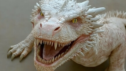 Obraz premium A detailed close-up of a magnificent white dragon sculpture.