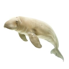 Fototapeta premium Gentle sea mammal, pale beige, swimming posture
