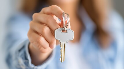 A person holds a key, symbolizing access and new opportunities, with a focus on the key itself and a blurred background.