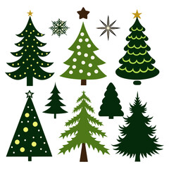 Obraz premium Download Set Of Christmas Tree Silhouette Vector Illustration Svg File For Design.