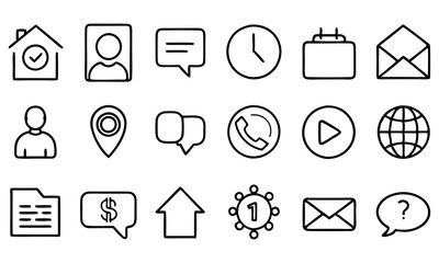 Download Contact Us Editable Stroke Outline  Icons Set Isolated On White Background Flat Vector Illustration Svg File For Design.
