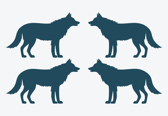 Set of a wolf silhouette vector isolated