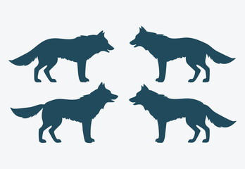 Set of a wolf silhouette vector isolated