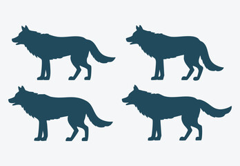 Set of a wolf silhouette vector isolated
