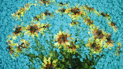 Abstract Pointillist Queen Daisies 3D Illustration