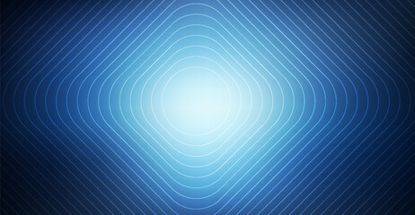 Modern Blue Gradient Background with Concentric Rounded Squares and Geometric Lines for Technology, Science, and Abstract Design Visuals