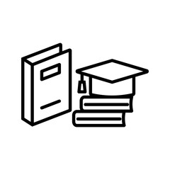 Book and graduation cap. Learning resources for university degree. Pixel perfect, editable stroke vector icon