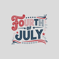 Fourth Of July Minimal Typography Vector Art