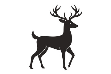 Black Reindeer Silhouette vector illustration on white background