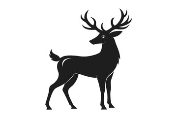 Fototapeta premium Black Reindeer Silhouette vector illustration on white background