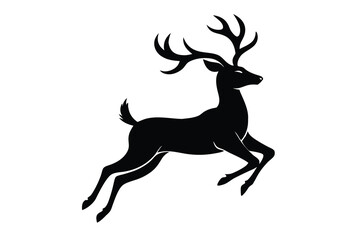 A deer running silhouette vector illustration on white background