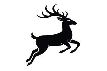 deer jump silhouette vector illustration