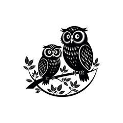 owl silhouette logo vector line art logo design