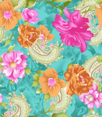 Beautiful Mughal art textile design pattern with beautiful colours for digital print