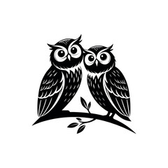 owl silhouette logo vector line art logo design