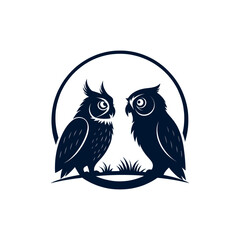 owl silhouette logo vector line art logo design