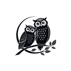 owl silhouette logo vector line art logo design