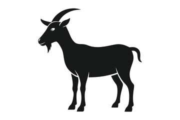 Silhouettes of goat vector illustration on white background