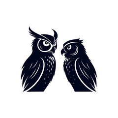 owl silhouette logo vector line art logo design