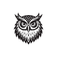 owl silhouette logo vector line art logo design