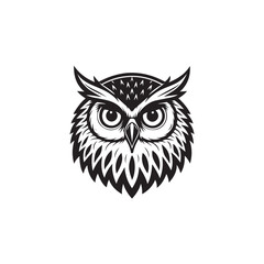 owl silhouette logo vector line art logo design
