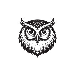 owl silhouette logo vector line art logo design