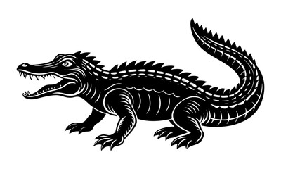 Obraz premium Download Silhouette Vector Lllustration Of A Crocodile Svg File For Design.