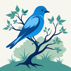 Download Bluebird, Tree  Silhouette Vector Illustrate Svg File For Design.