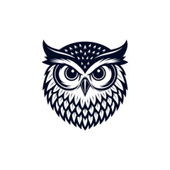 owl silhouette logo vector line art logo design