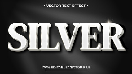 Silver Editable Text Effect metallic and shiny font style