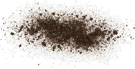 Rich Dark Soil Texture with White Background Garden Dirt Agriculture Compost Earth