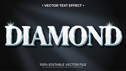 Silver Shiny Metallic 3D Bold Editable Vector Text Effect