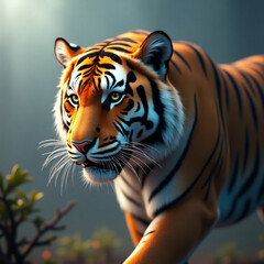 tiger on a blue background