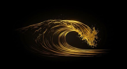 Naklejka premium Golden Tidal Luminescence AI Generated