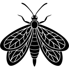 Green lacewing silhouette vector illustration 