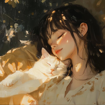 편안한 고양이 일러스트