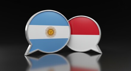 Naklejka premium Argentina Indonesia dialogue concept glossy speech bubbles, international affairs