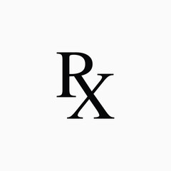 Rx prescription symbol medical health care design black color isolated on white background. Medical treatment. Rx icon. Health care. Medical insurance. Vector