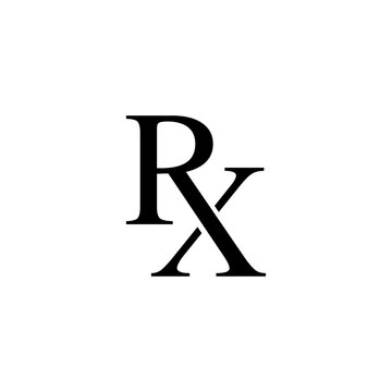 Rx prescription symbol medical health care design black color isolated on white background. Medical treatment. Rx icon. Health care. Medical insurance. Vector