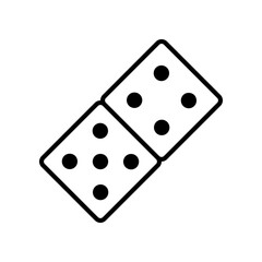 Black and White Domino Outline Icon Illustration Isolated on White Background